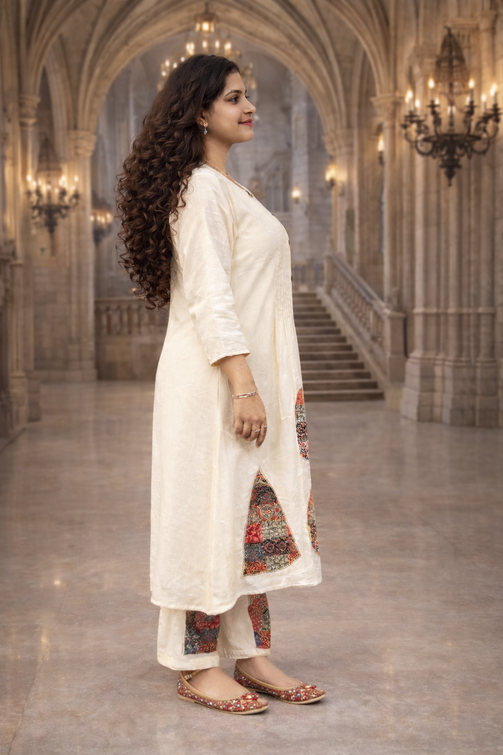 KHADI COTTON PRINTED ANARKALI KURTA SET