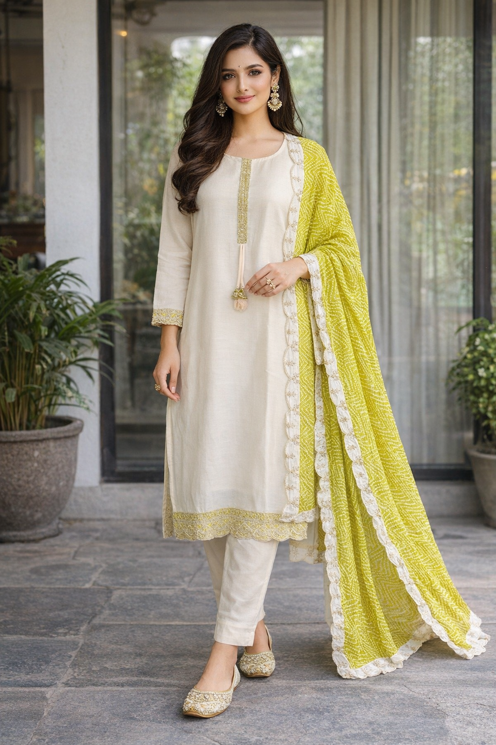 LIME JAIPURI DUPATTA MODAL SILK SUIT