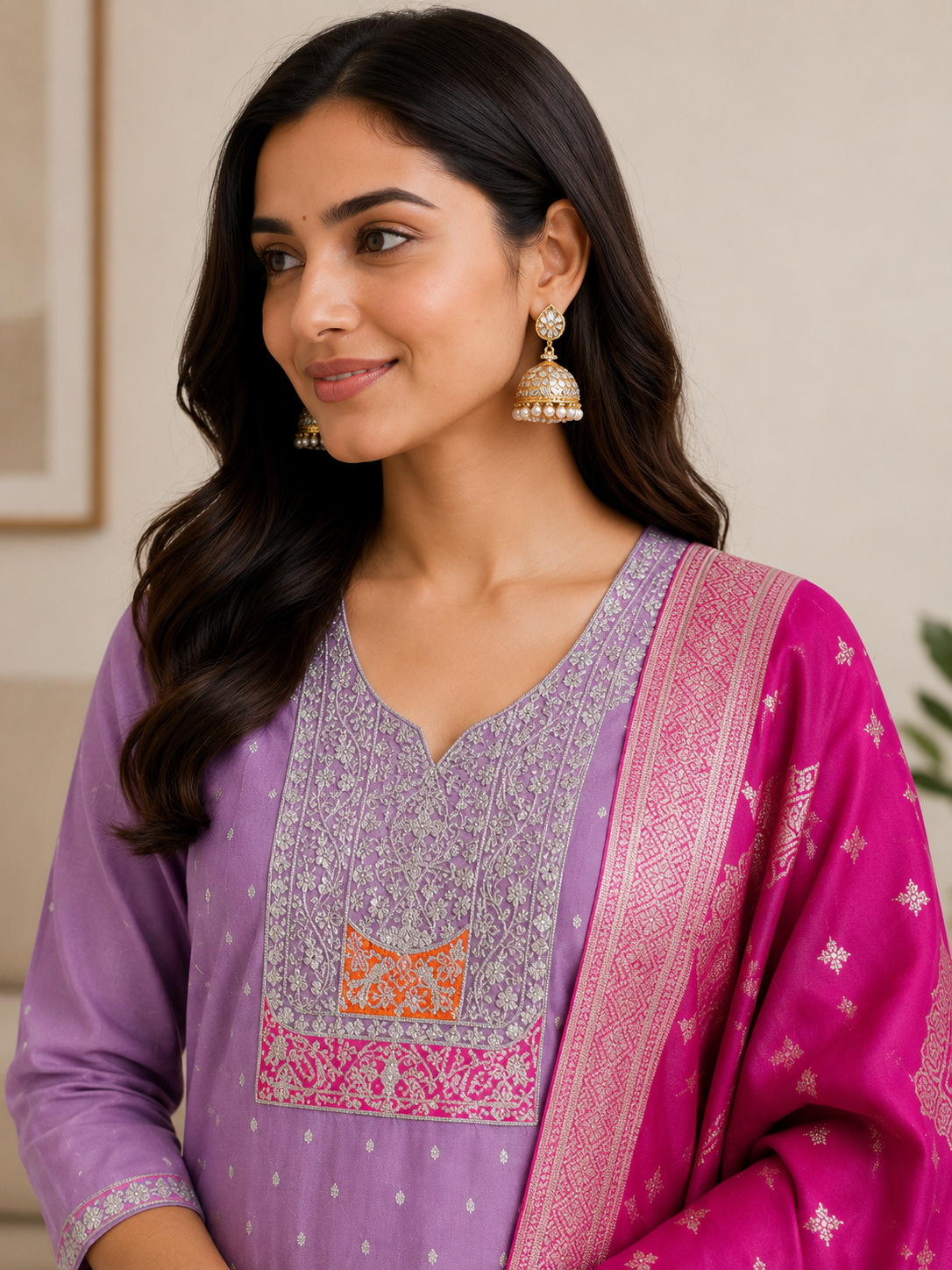 Lavender Pink Ethnic Suit Set