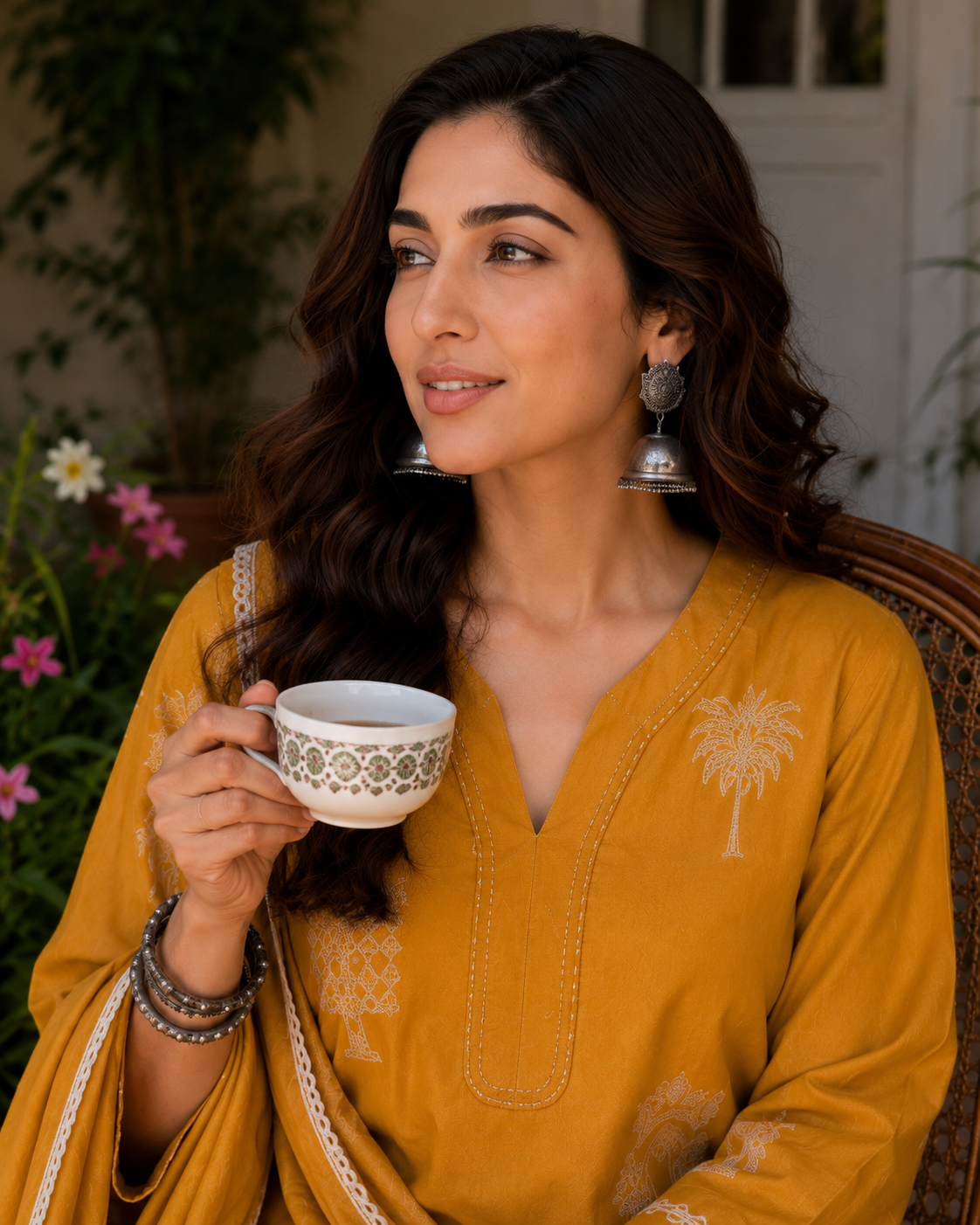 Mustard Yellow Cotton Suit Set with Dupatta