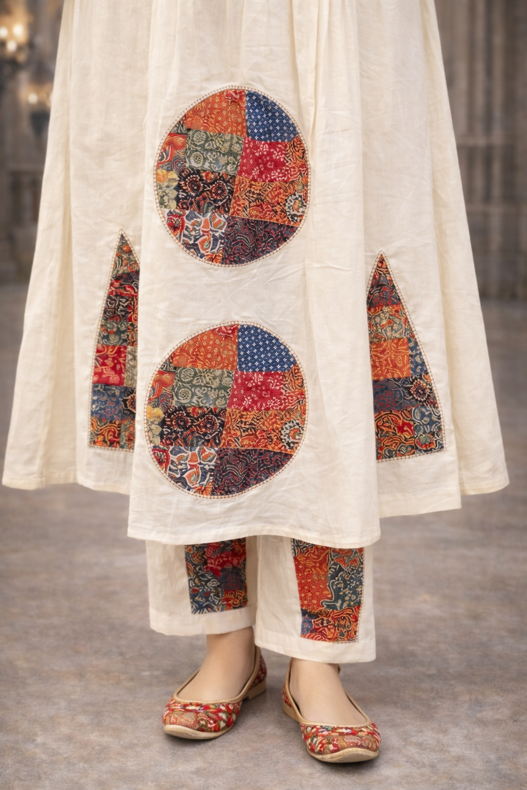 KHADI COTTON PRINTED ANARKALI KURTA SET