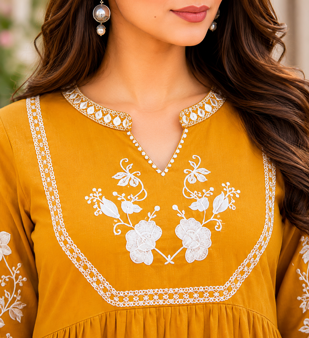 Mustard yellow Embroidered Co-Ord