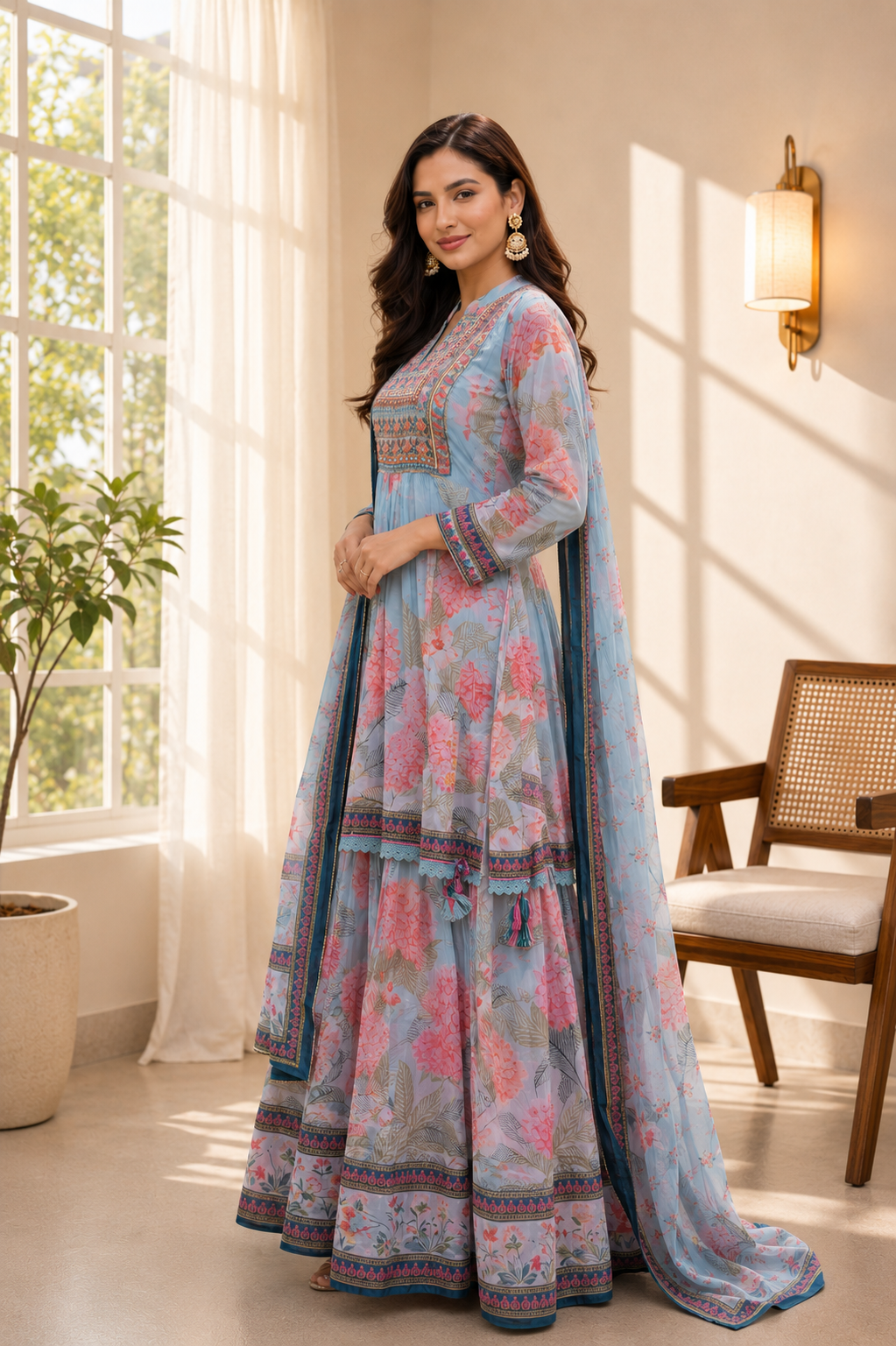 Floral Elegance Mul Cotton Sharara