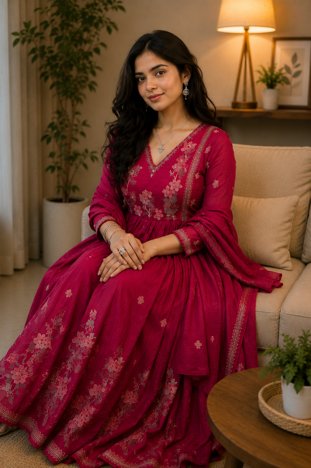 Ruby Bloom Mul Cotton Anarkali Dress