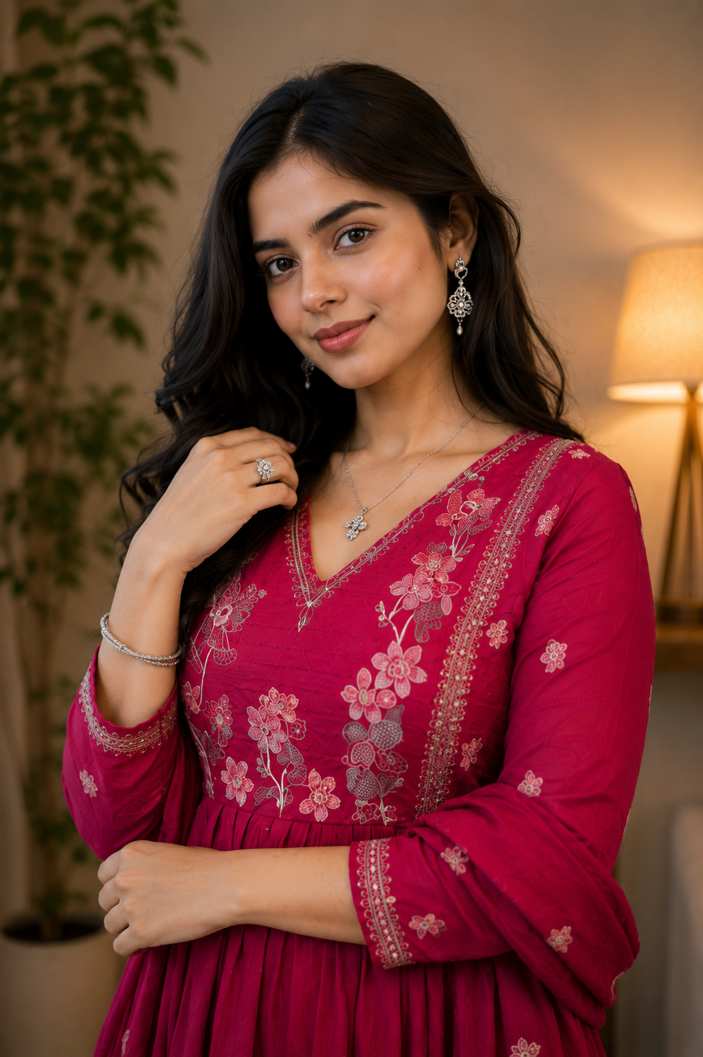 Ruby Bloom Mul Cotton Anarkali Dress