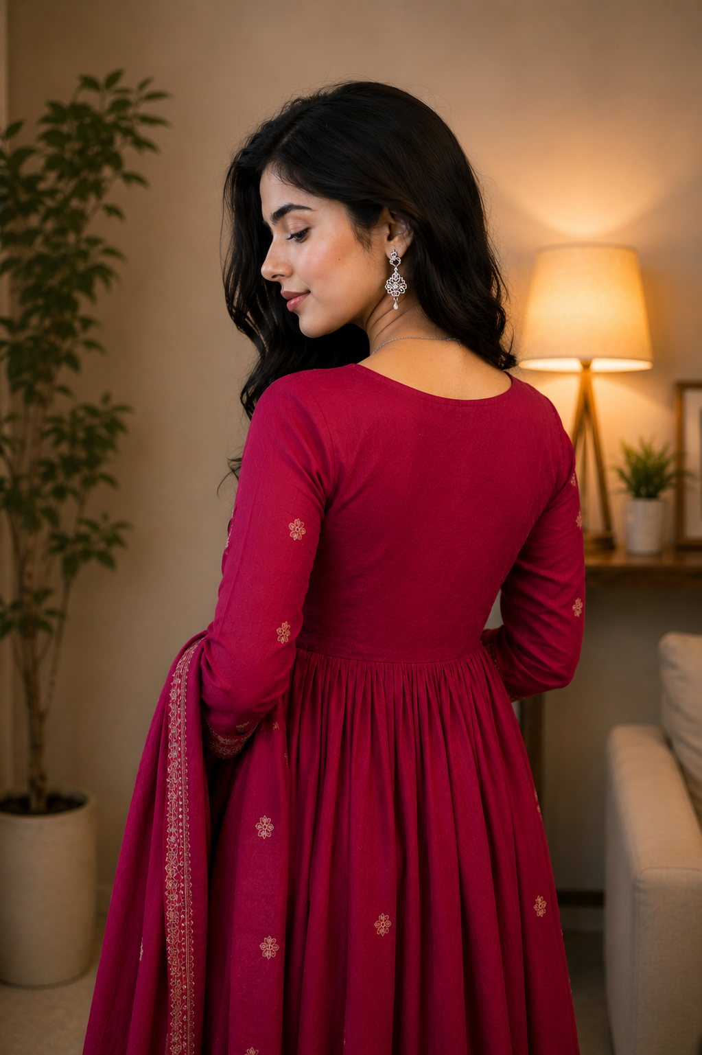 Ruby Bloom Mul Cotton Anarkali Dress