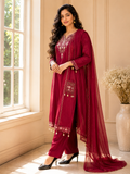 Royal Wine Modal Silk Suit Set