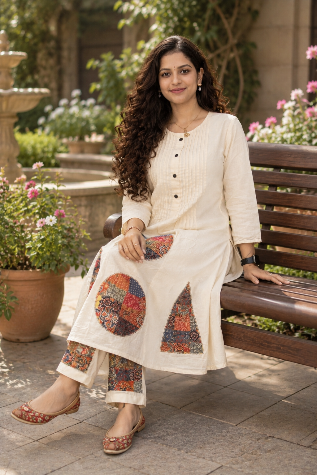 KHADI COTTON PRINTED ANARKALI KURTA SET