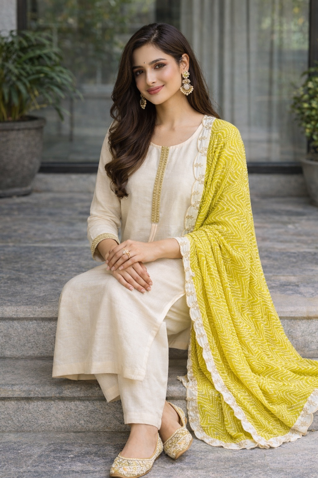 LIME JAIPURI DUPATTA MODAL SILK SUIT