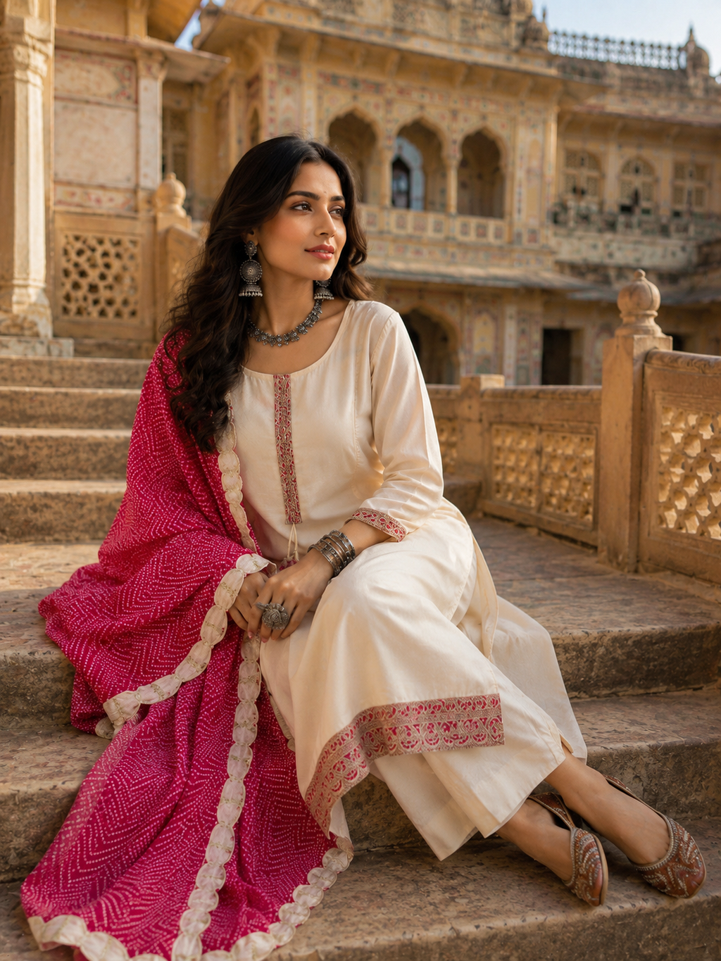 RANI PINK JAIPURI DUPATTA MODAL SILK SUIT