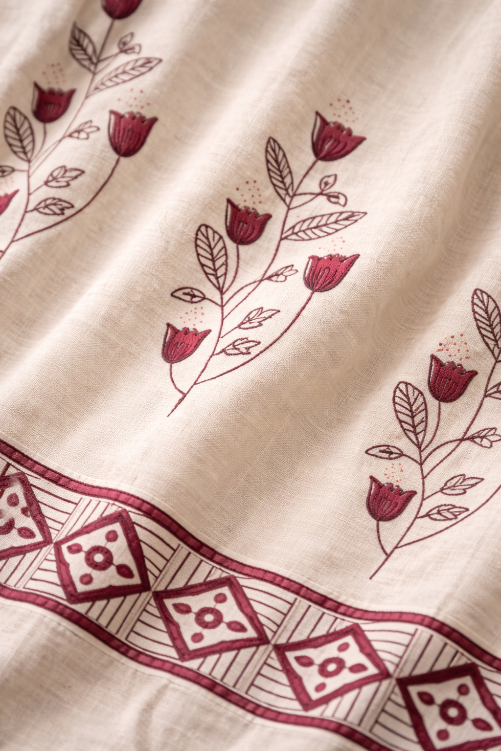 OFF WHITE KHADI COTTON PRINTED CO-ORD SET