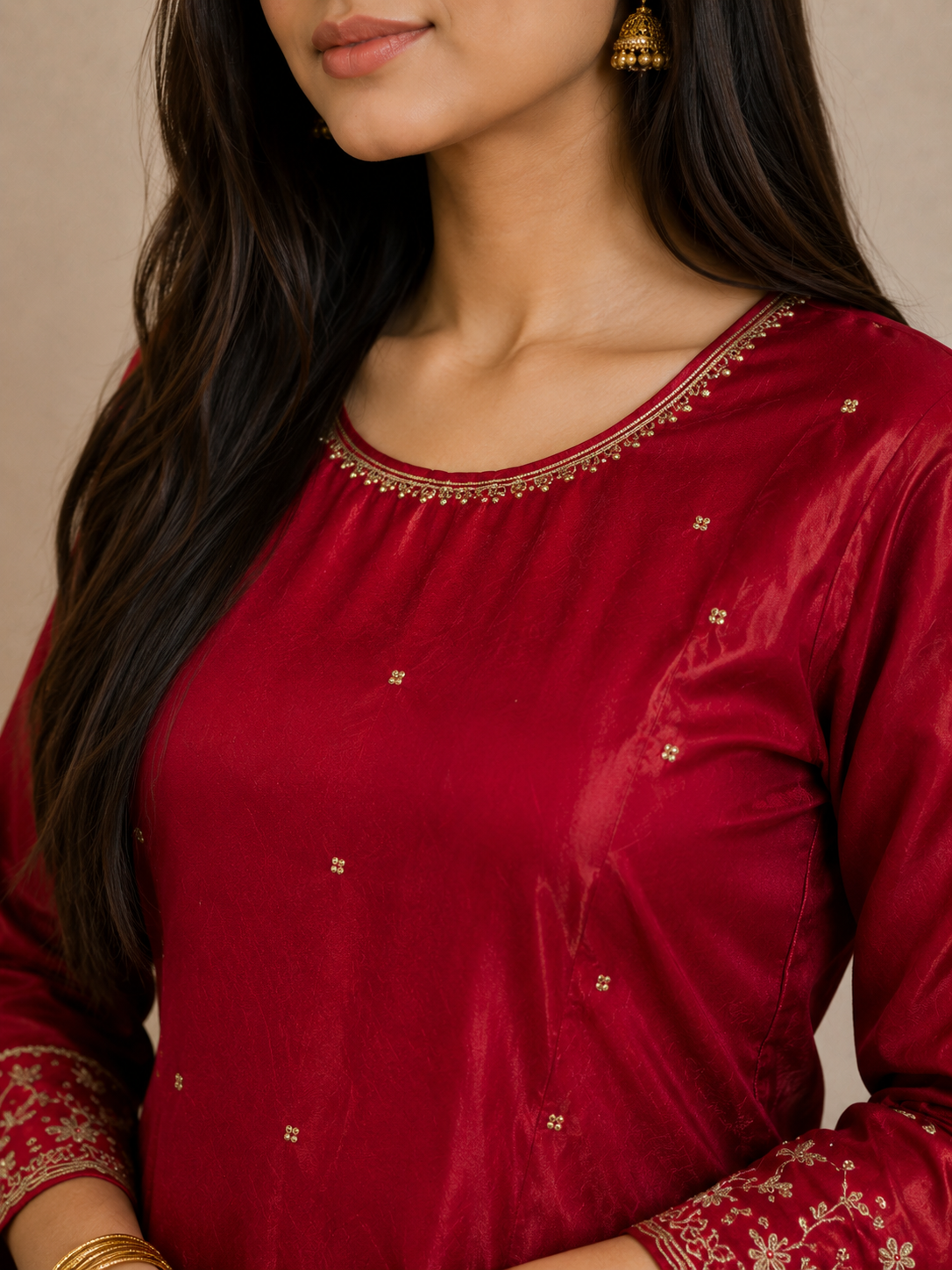 Crimson Grace Embroidered Kurta Palazzo Set